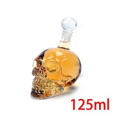 125ml bottle KHGDNOR череп Стекло Shot виски вина с украшением в виде кристаллов бутылка чашки 25 мл 75 мл 150ml 250ml прозрачные вина чашка для питья - Цвет: 125ml bottle