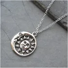 2019 Новое модное солнце и луна ожерелье солнце и луна кулон Серебряный Цвет Небесно кулон Ювелирное Украшение подарок длинное ожерелье