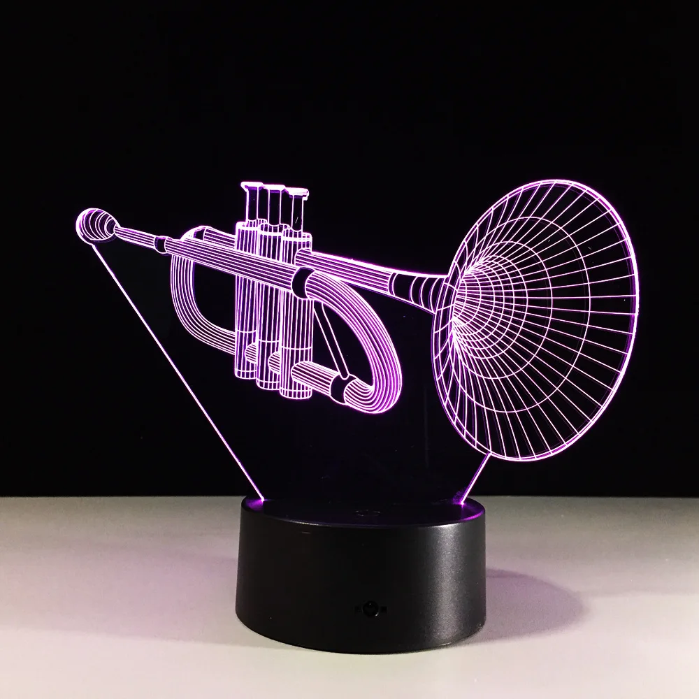 

Trumpet Acrylic 3D Lamp Musical Instruments LED Night Light Children Bedroom Decoration