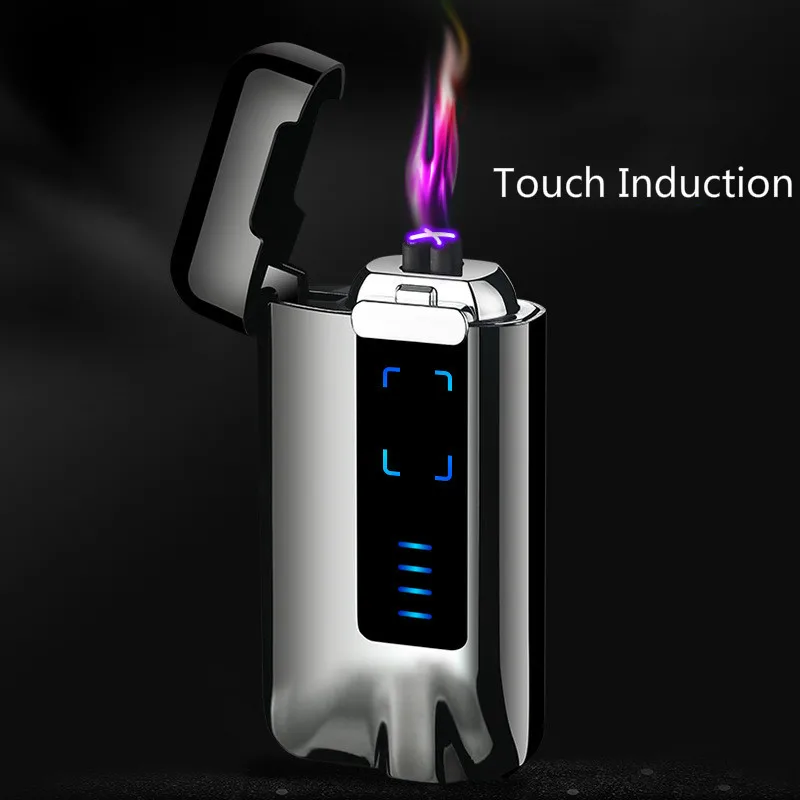 Новое поступление сенсорные индукционные зажигалки USB электрическая зажигалка для сигарет двойная дуга ветрозащитная табачная плазма курительные аксессуары