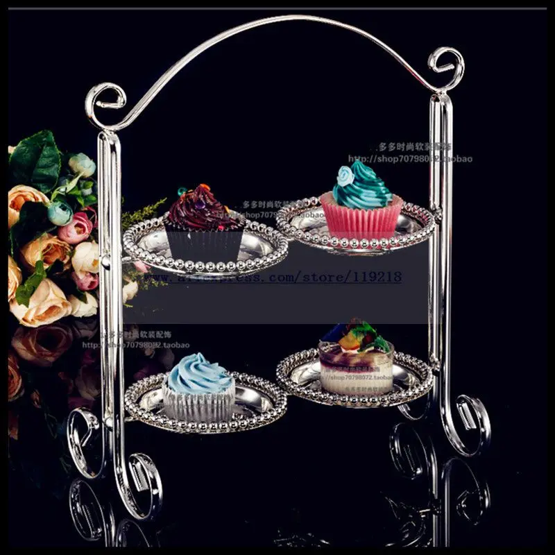 

European double-layer four-plate KTV snack dish wedding paper cup cake set afternoon tea snack rack