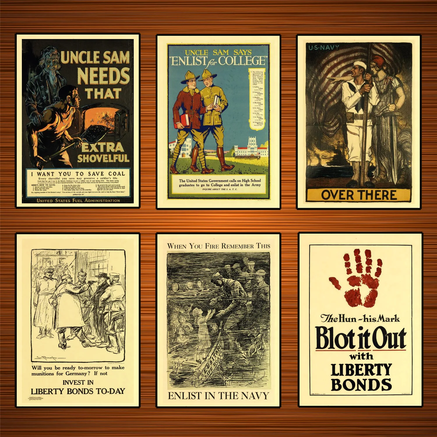 Vintage 1910s USA WW1 Propaganda Poster US Navy Over There Classic Canvas Paintings Wall Stickers Home Decor Gift | Дом и сад