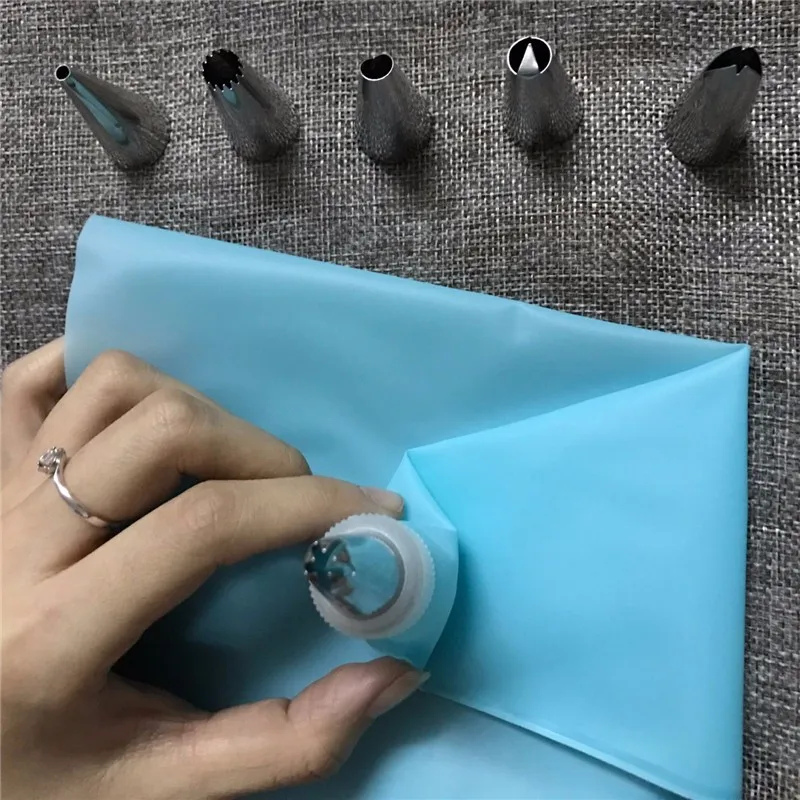 8 шт./компл. силиконовый кондитерский мешок для айсинга и крема + 6 насадок из нержавеющей стали, «сделай сам», инструменты для украшения тортов с бесплатным подарком