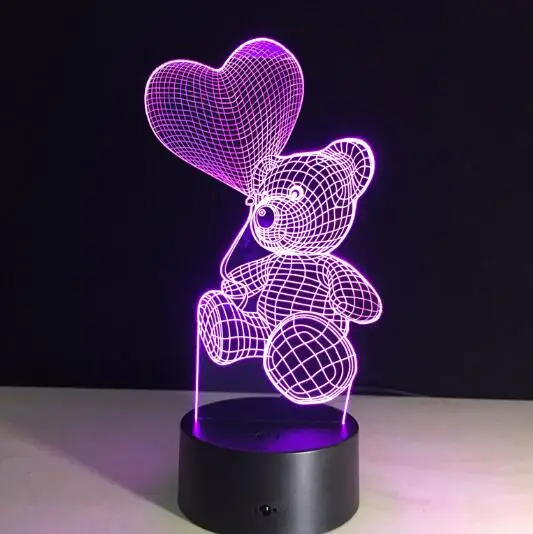 Love 1 Подарки на день Святого Валентина, большое ожерельес 3D лампа светодиодный Ночной светильник 7 цветов Настольная лампа домашний Декор лампа сенсорный Сенсор светодиодный потолочный для жены подарок Прямая поставка - Испускаемый цвет: Love 1