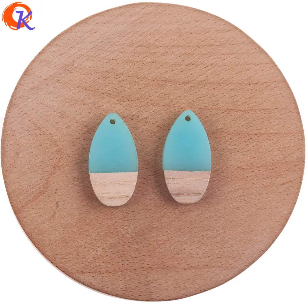 Сердечный Дизайн 50 шт 16*31 мм ювелирные аксессуары/DIY Изготовление сережек/натуральное дерево и смола/форма капли/ручной работы/фурнитура для сережек