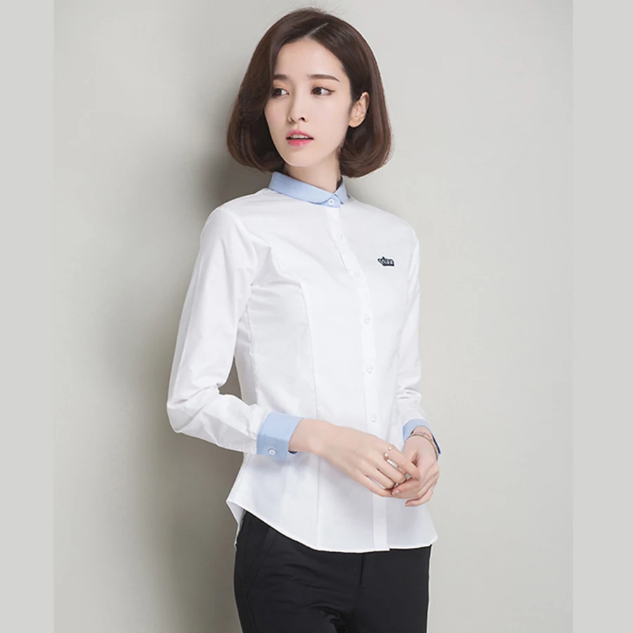 White Print Cotton Shirt Velvet Woman Office Uniform Tunic Plus Size Blouses Vintage Tops Dames Kleding Women P7C1314 |