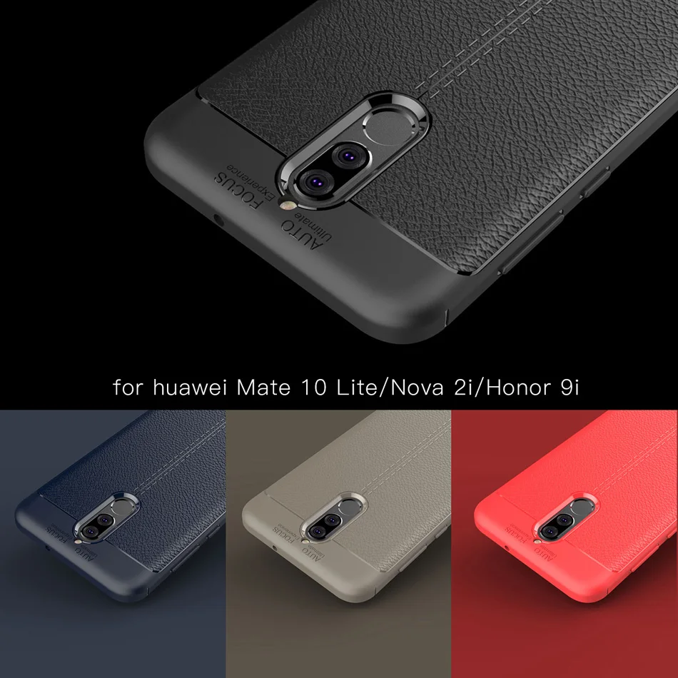 Роскошный чехол KOLPLER из ТПУ для Huawei Mate 10 Lite кожаный с текстурой силиконовая задняя
