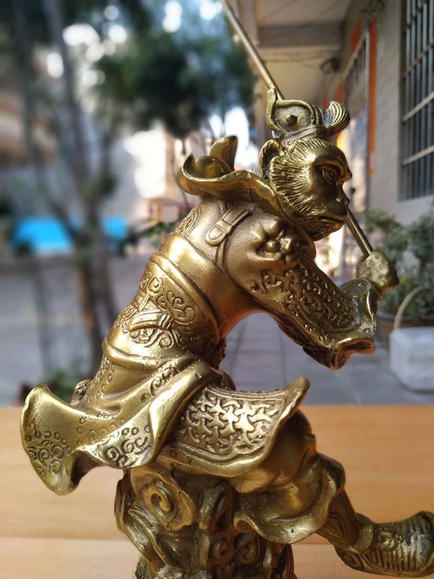 Медные ремесла мифический китайский фигурки Король обезьян солнце Wukong металлические поделки украшения для дома Декор рабочего стола(A875