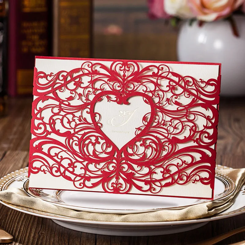 Свадебные пригласительные открытки с лазерной гравировкой 50 шт.|card blank|card walletcard