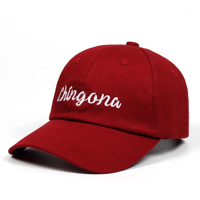 100% хлопок вышивка Chingona папа шляпа с вышивкой Бейсбол Кепки низкий профиль