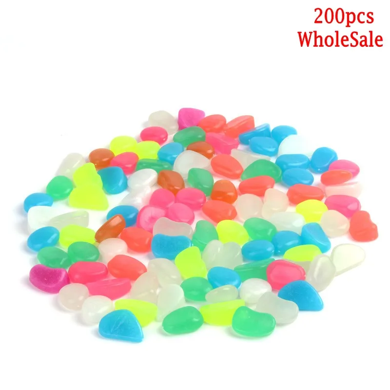 200 шт. аквариумные украшения светящаяся Цветная Галька садок для рыбы