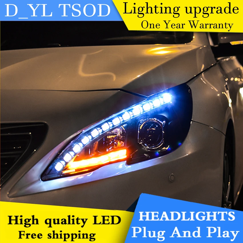 Car Styling Headlights for Peugeot 408 2014-2016 LED Headlight Head Lamp Daytime Running Light DRL Bi-Xenon HID | Автомобили и