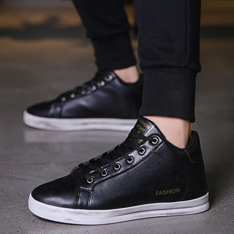 High Top Shoes Men Genuine Leather Winter Non-slip 2018 New Arrivals Zapatos De Hombre Lace-up Casual Flat Wx5 | Обувь