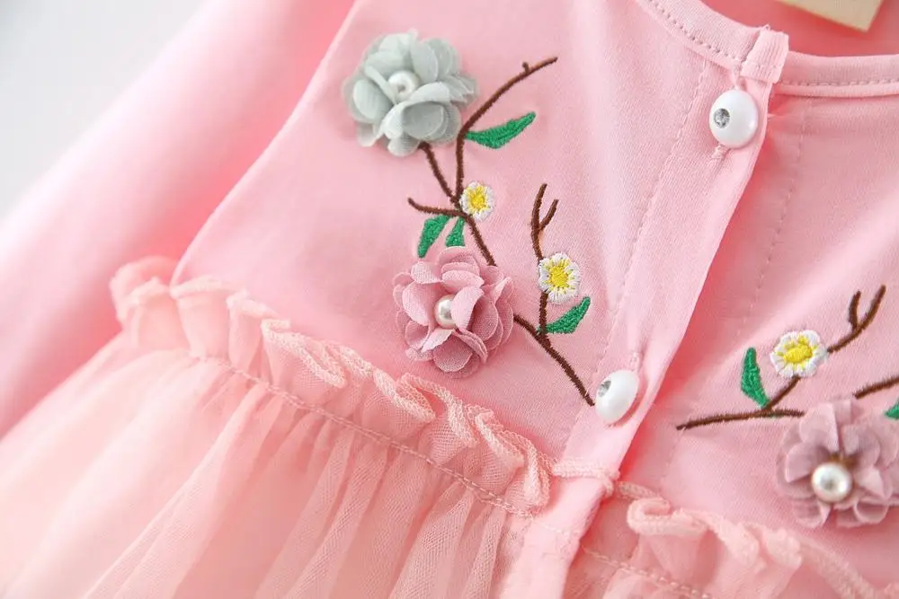Autumn Fall new children's clothing embroidered China Style Dresses infant child dress Newborn baby long sleeve casual Cardigan | Детская