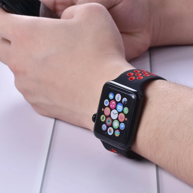 Гибкий дышащий силиконовый спортивный ремешок для apple watch серии 5 2 3 4 42 мм 38 мм ремешок для Nike+ apple watch 5 4 40 мм 44 мм