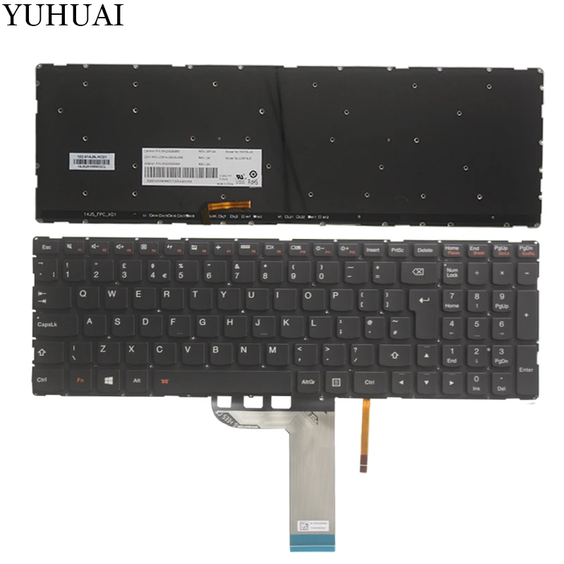 Новая Британская клавиатура для Lenovo Flex 3 15 1570 1580 Edge 2 UK Клавиатура с подсветкой без