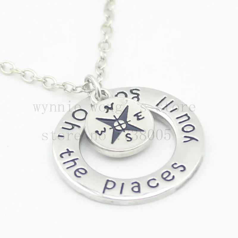 Ожерелье с компасом ювелирное изделие ручной штамповкой oh the мест you go подарок на
