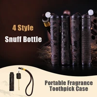 portable ebony empty snuff bottle with metal spoon toothpick holder case container fragrance sniffer bullet smoking accessories