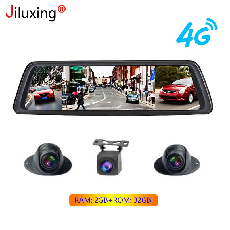 Видеорегистратор Jiluxing D12S четыре камеры 10 &quot 4G Android GPS навигация 1080P зеркало диск