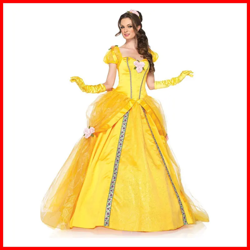 

Dress Cosplay Costume princess belle Dresses adult women female Halloween Costumes