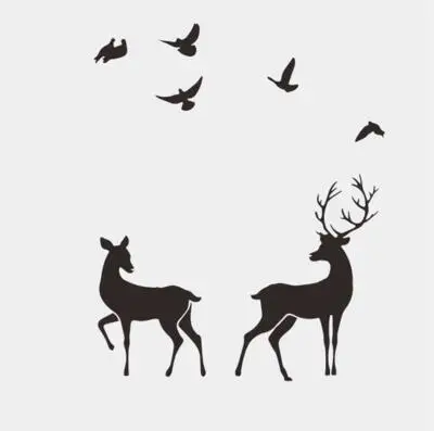 black deer Скандинавский лес береза Наклейка на стену с оленем Детские огромные наклейки на стену детская виниловая наклейка на стену фреска домашний декор B81 - Цвет: black deer