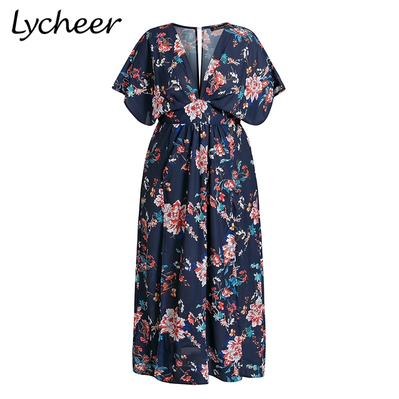 Женское винтажное платье с цветочным принтом Lycheer летнее пляжное коротким