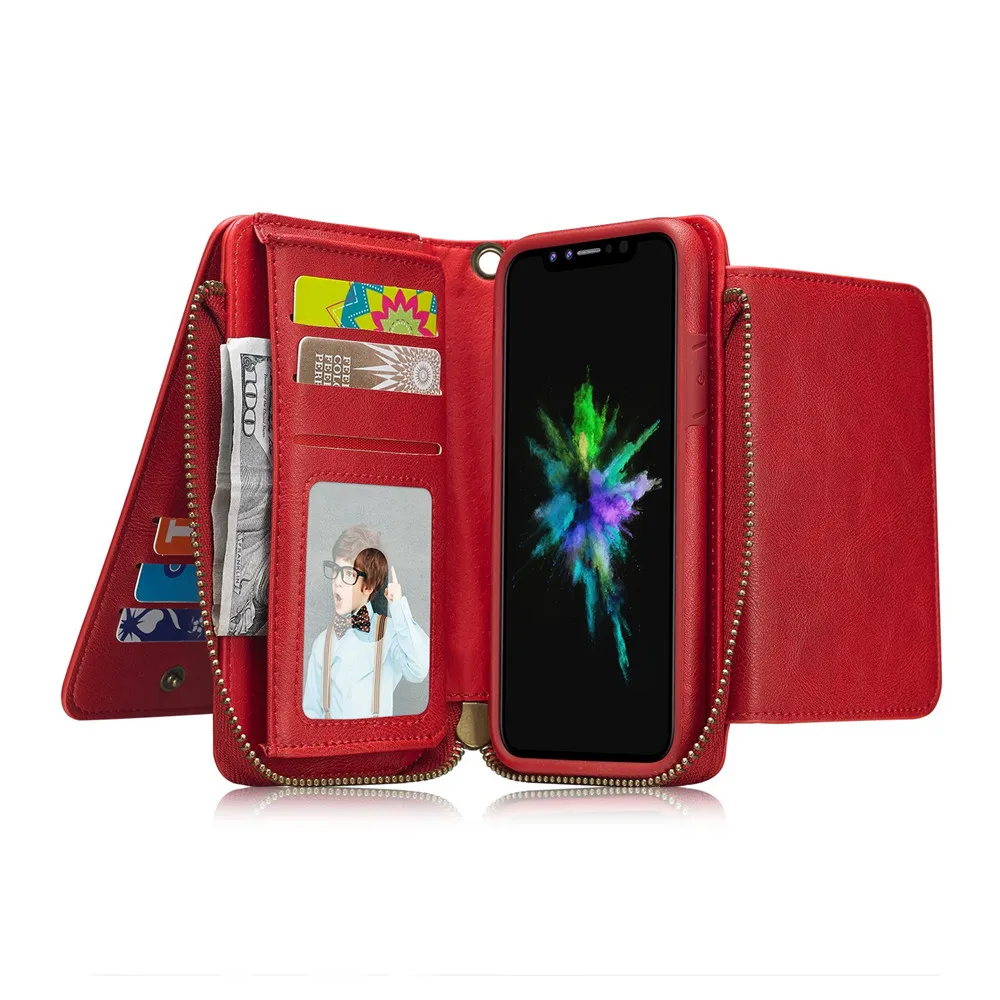 Luxury Women Handbag Genuine Leather Wallet Case For iPhone X Xr Xs Max Flip Cover Multi Card Slots Detached | Мобильные телефоны и