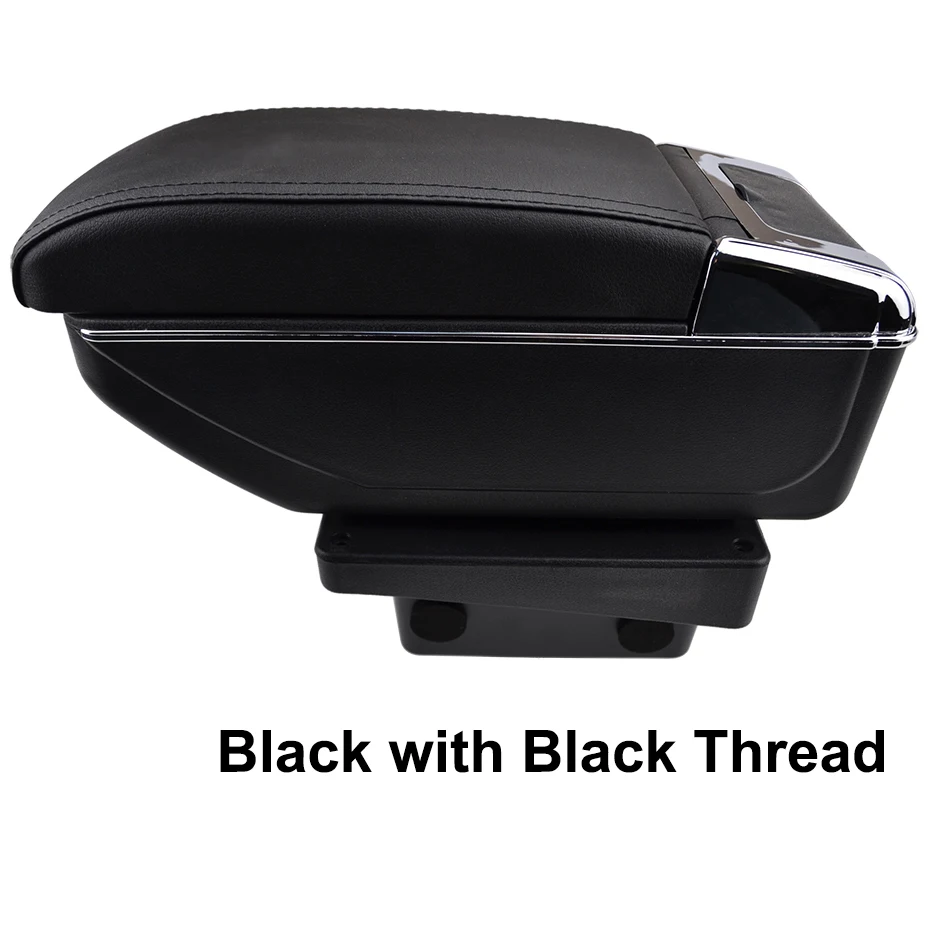 Black Thread Автомобильный двойной Слои коробка для хранения в центральной консоли кожаный держатель стаканов для VW Tiguan I 2007- 2009 2010 2012 2013 - Название цвета: Black Thread