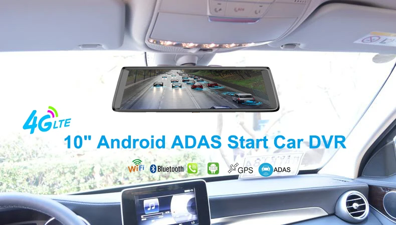 Jabriel Android 4G 10 дюймов сенсорный ADAS зеркало заднего вида Автомобильный видеорегистратор Dash камера Портативный видео регистратор Full HD 1080P gps навигация