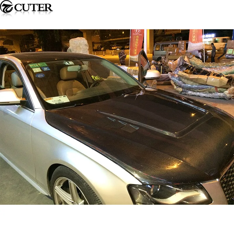 A4 B8 Carbon Fiber передний капот шляпки Чехлы для Audi A4 B8 09-12