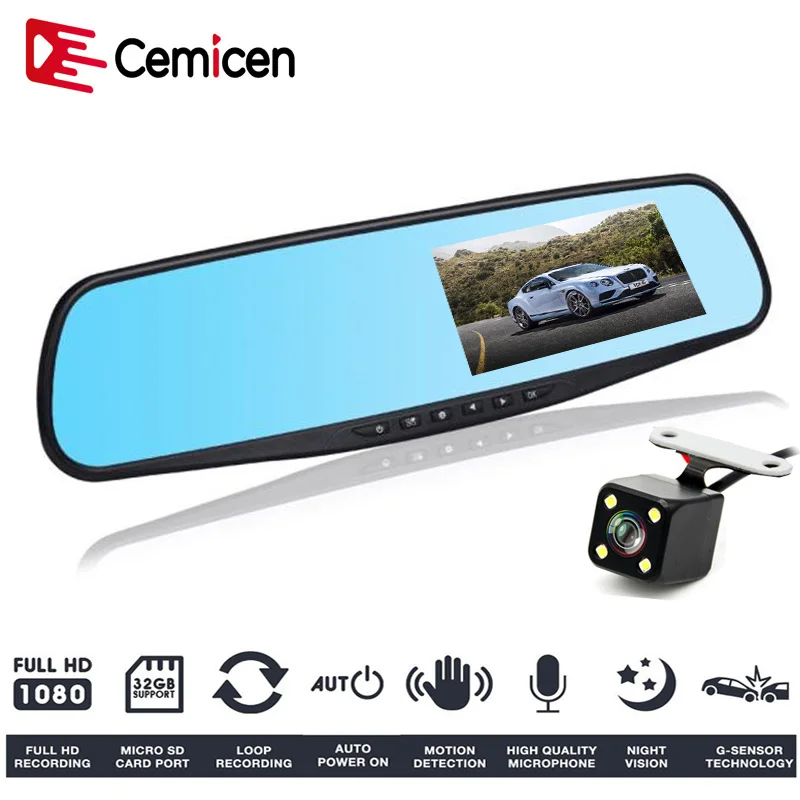 Видеорегистратор Cemicen Full HD 1080 P 4 3 дюйма цифровой видеорегистратор с двойным