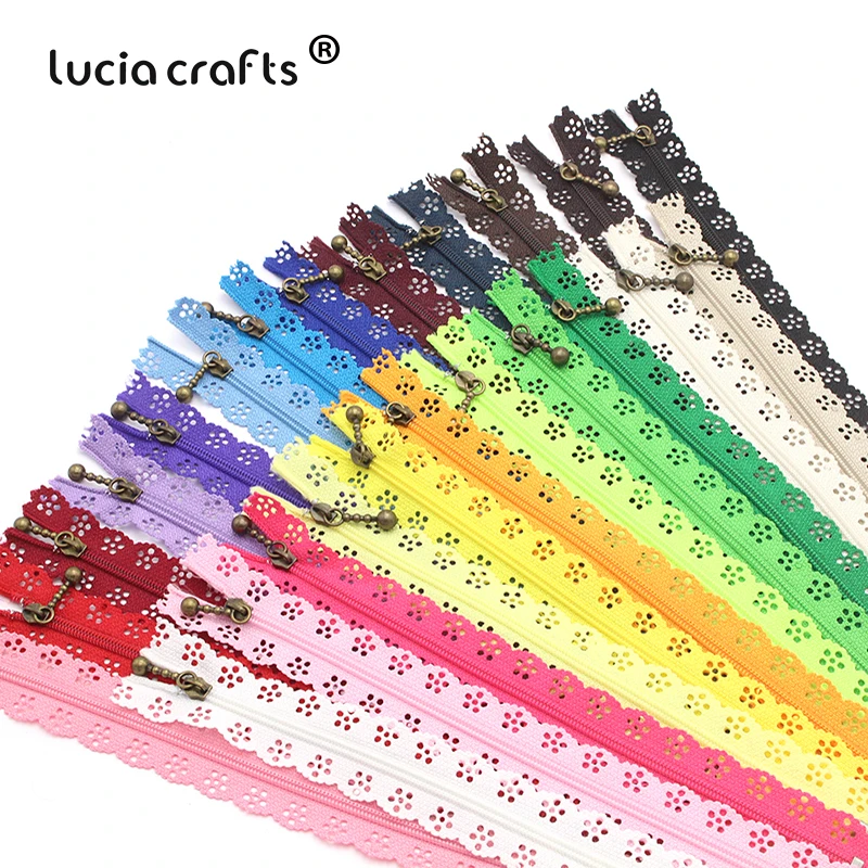Lucia crafts 10 шт 40 см случайные; смешанные; нейлоновые кружева ткань тяговое кольцо молнии DIY ручной пошив сумки аксессуары для одежды J0403