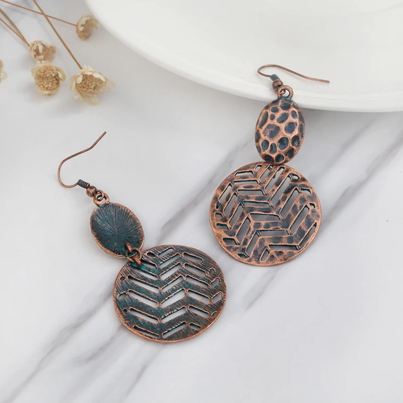 Бронзовые Подвесные серьги античные волнистые сотовые Полые Круглые оригами