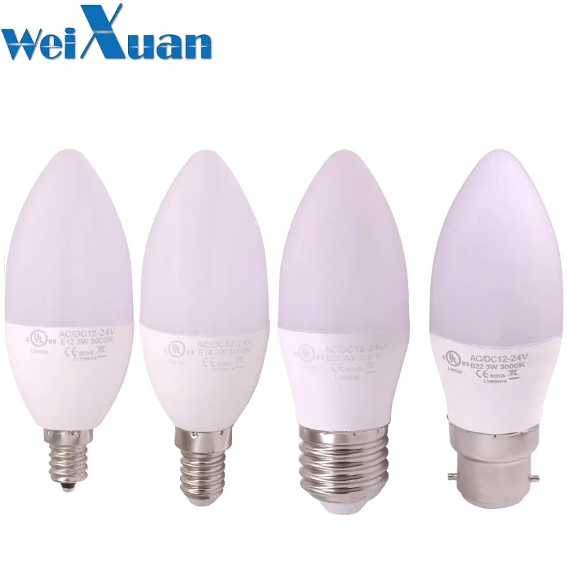 E14 E12 E27 B22 Светодиодный лампа канделябр 12V 24V AC/DC 3W Equvalent 30W галогенная без