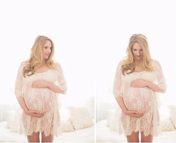 Реквизит для фотосъемки беременных кружевное Прозрачное платье модная