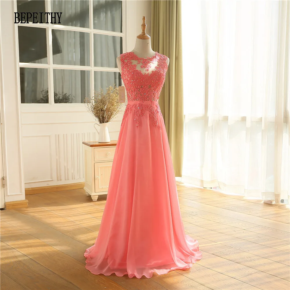 BEPEITHY Vestido Longo арбузное шифоновое длинное вечернее платье Новое поступление платье для выпускного вечера вечерние платья