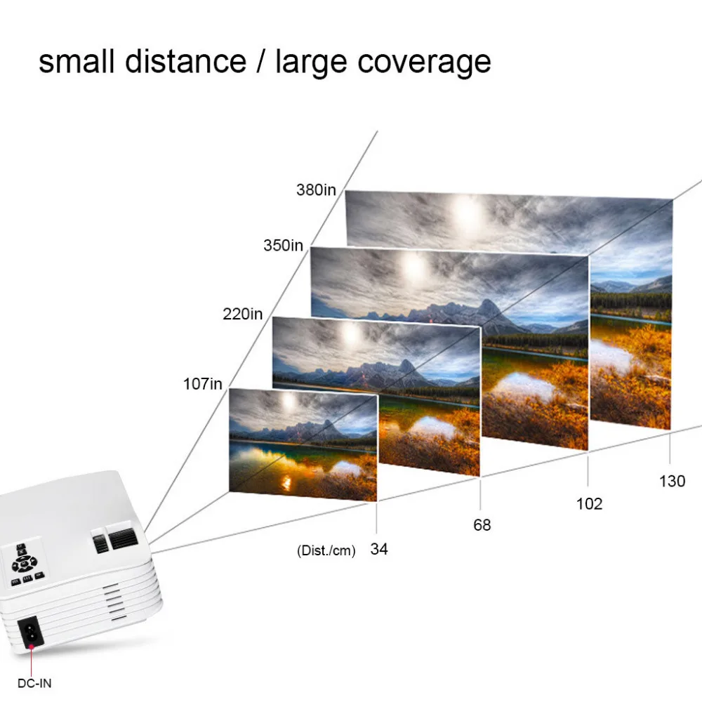 Мини-проектор Max 130 дюйма hd Портативный светодио дный проектор с HDMI USB Proyector
