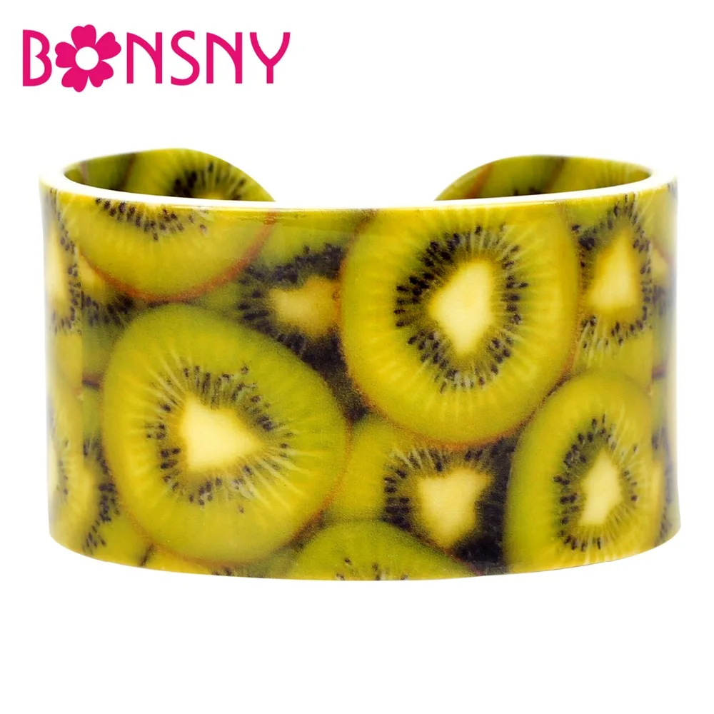 Акриловые браслеты Bonsny с рисунком киви ягод модное летнее украшение в индийском