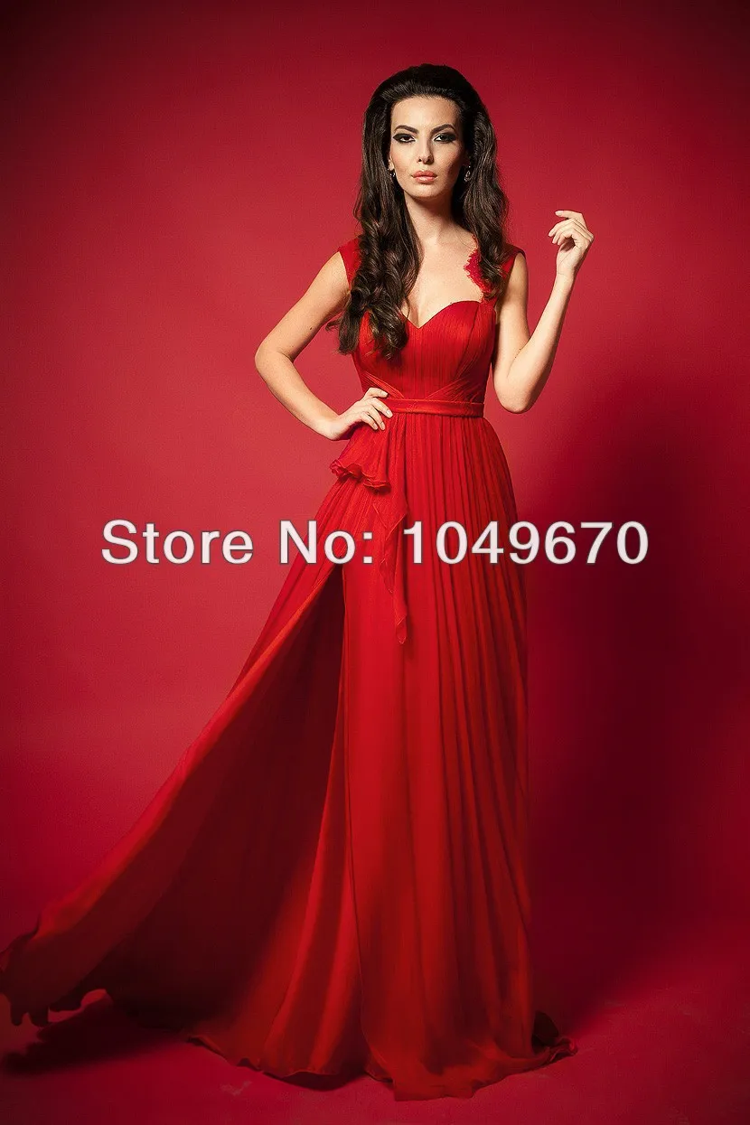Free Shipping 2014 Special Occassion Red Cap Sleeves Sweetheart Prom Evening Dress Formal Long Party Dresses N102 | Свадьбы и