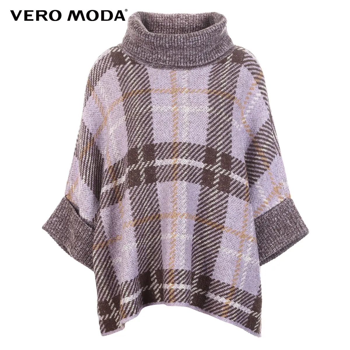 Vero Moda водолазка свитер женский свитер женский женский шерстяной мохеровый свитер с рукавами «летучая мышь», свободный крой, с высоким воротником, уличная одежда, клетчатый свитер | 318413616