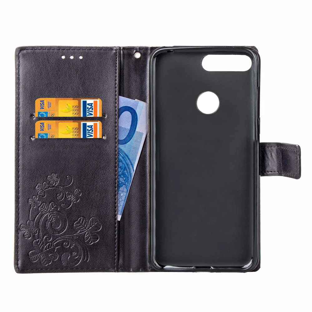 Роскошный кожаный чехол для huawei Y6 2018 честь 10 V10 9i классический Клевер печати