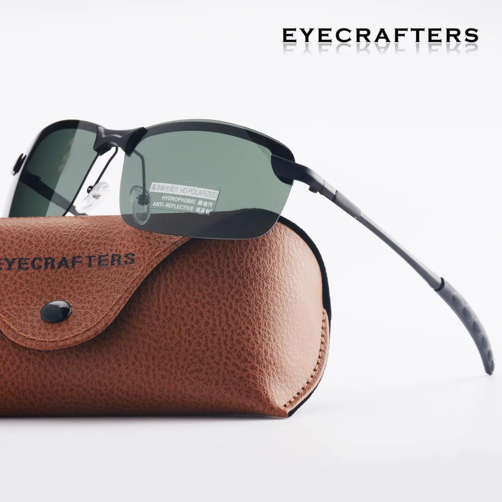 Мужские поляризационные солнцезащитные очки Eyecrafters UV400 металлическая оправа без