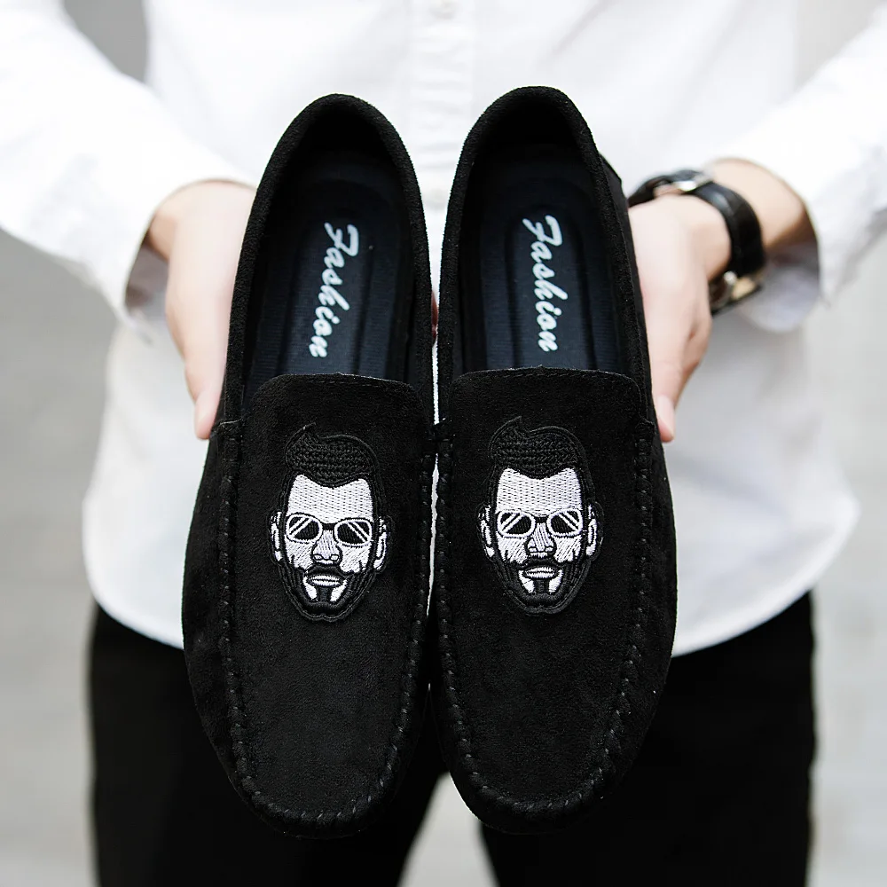 YCXFLYER Men Shoes Fashion Print Casual Comfy Slip On Loafers Rubber Sole Male Driving Boat Peas | Обувь