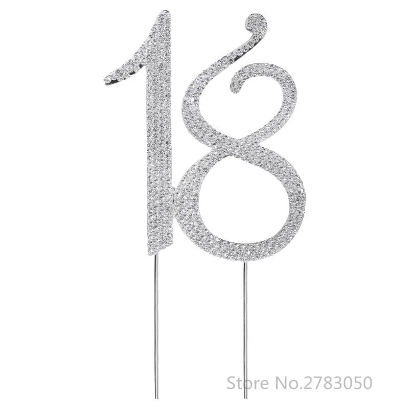 18 Silver Стразы № 15/16/18/21 торт Топпер для 15th 16th 18th 21th дня рождения, свадьбы, годовщины праздничный торт - Цвет: 18 Silver