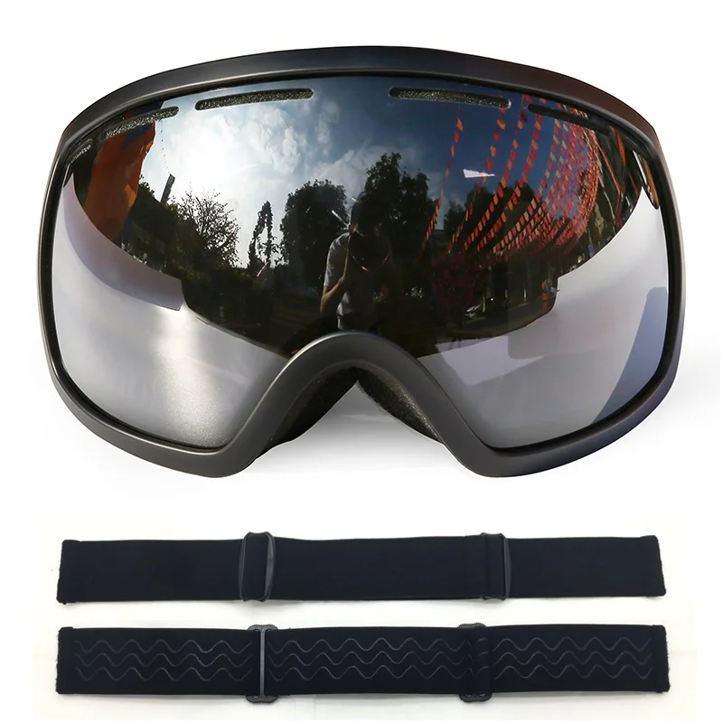 Black-Black lens Сферические зеркала лыжные очки для сноуборда UV400 Анти-туман лыж Очки Для мужчин беговых Лыжный Спорт очки для сноуб - Цвет: Black-Black lens