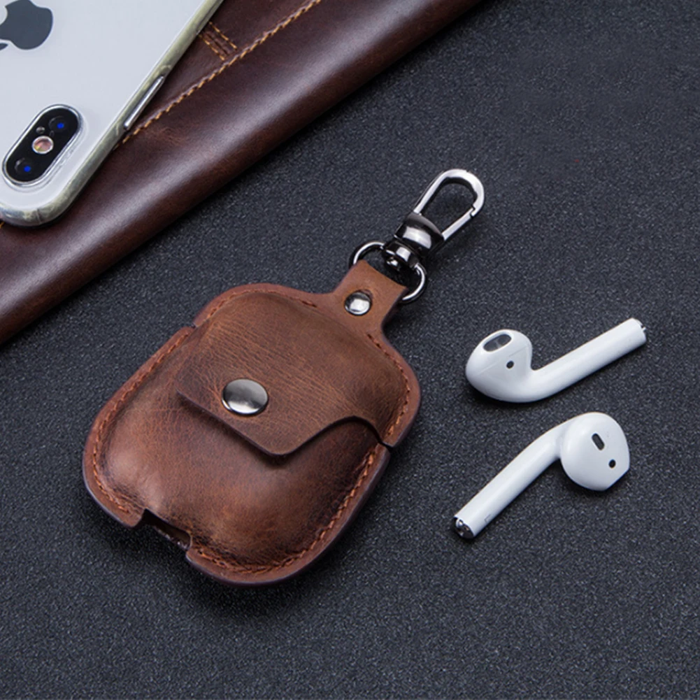 Мягкий кожаный чехол для наушников Apple Airpods Портативная сумка хранения защитный с