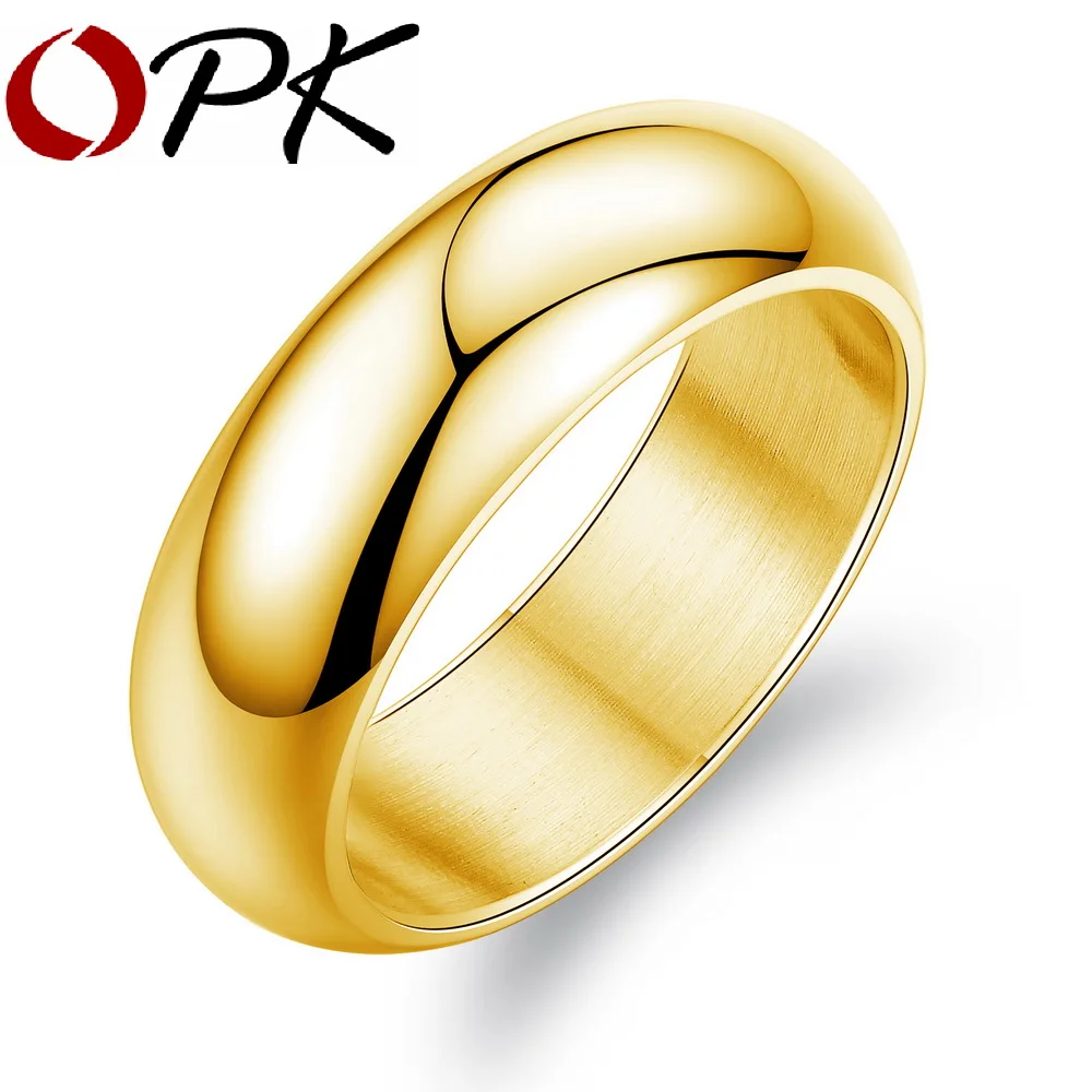 Мужские вечерние кольца OPK классические из нержавеющей стали золотистого цвета