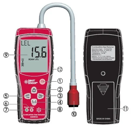 SMART SENSOR AS8800A Combustible Natural Gas Detector Portable Gas Leak Location Determine Gas Analyzer