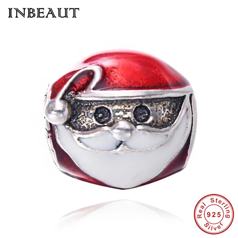 INBEAUT/ зимний 925 пробы Серебряный Рождественский поезд Санта Клаус, красные длинные снежные башмаки, подарок, браслет Pandora - Окраска металла: S096