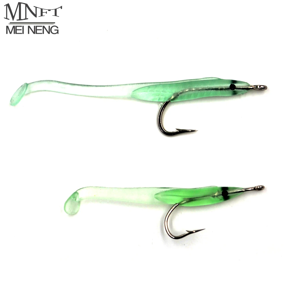 MNFT 12 шт угря люминесцентные мягкие приманки с крючком 6.8cm1g или 5.6cm0.5g маленькая
